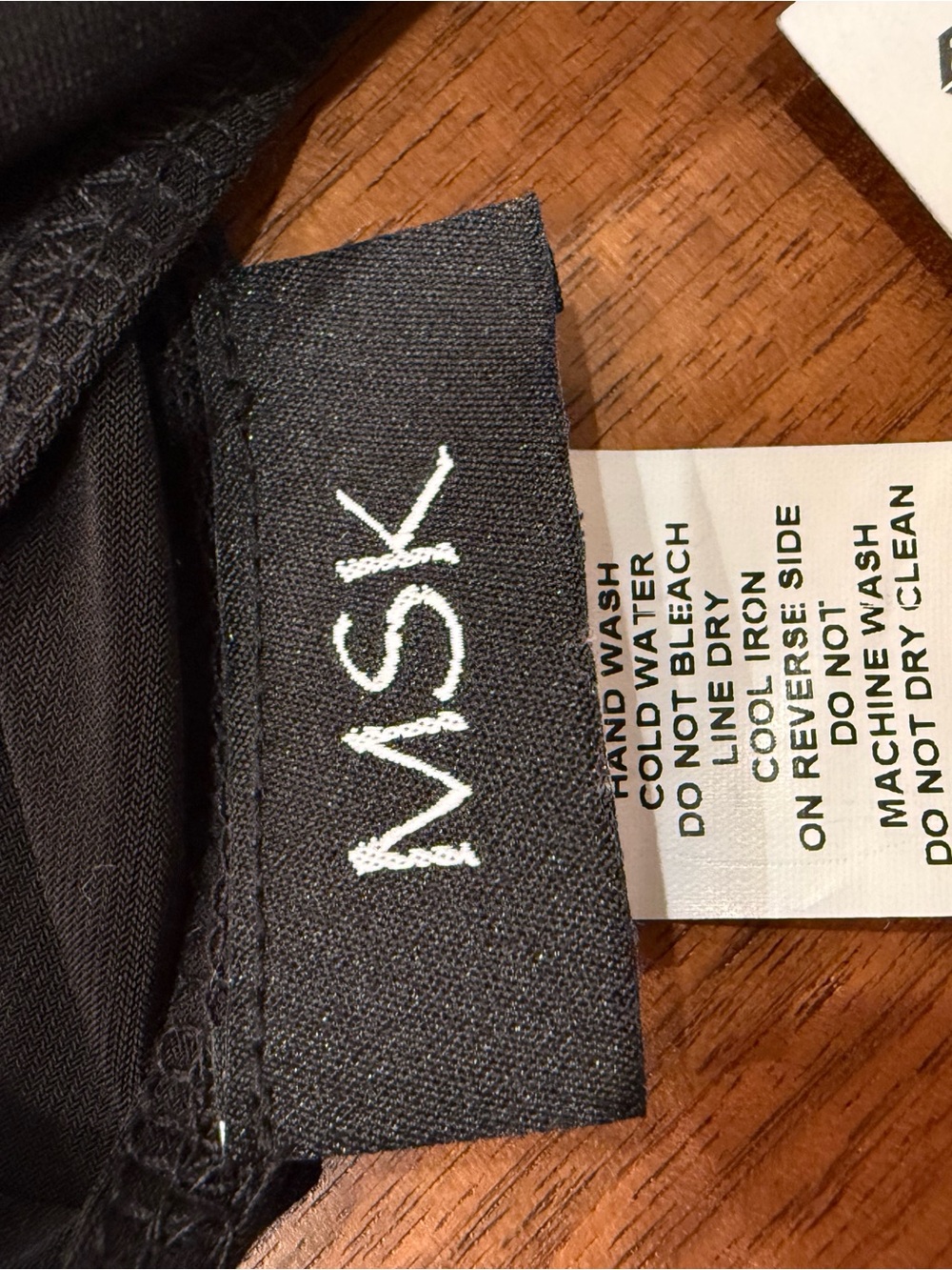 MSK Black Wrap V-Neck Top with Embellished Sheer Sleeves - Picture 8 of 8